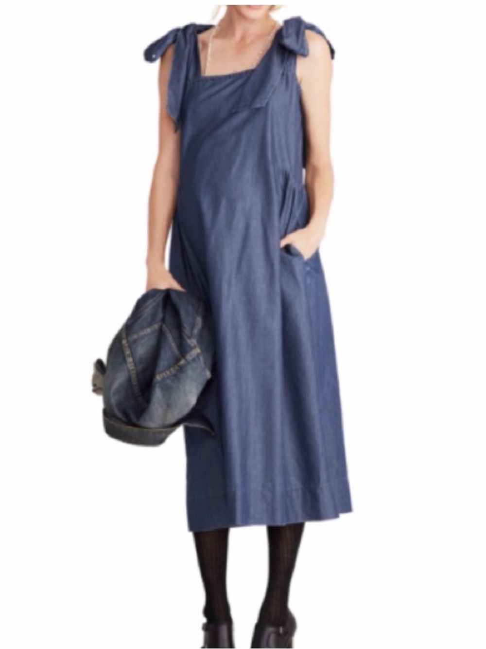 Hatch Kate denim bow tie dress 0S